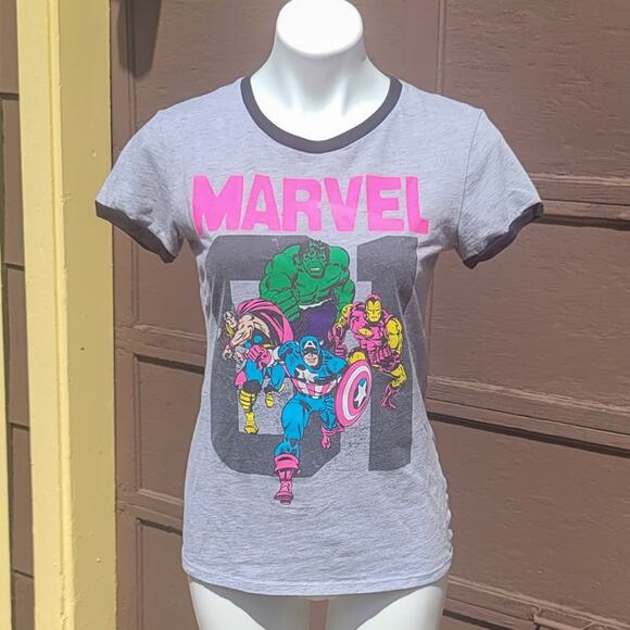 FREE with bundle! Marvel juniors Avengers graphic varsity tee w- contrast collar - Picture 2 of 10